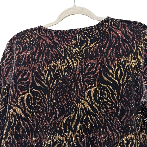 Elementz Metallic Glitter Jacket  Attached Velvet Cami Size XL Holiday Elegant - Picture 7 of 13